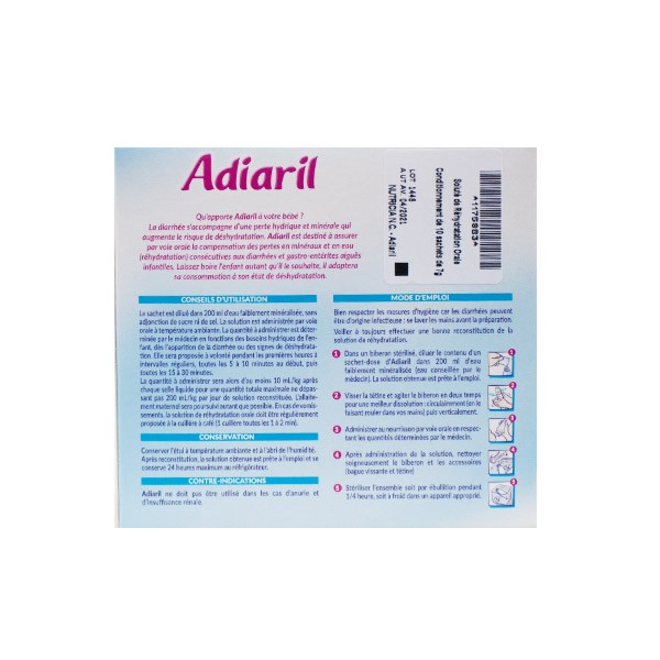 Adiaril Solution Pour La Rehydratation Des Bebes 10 Sachets Prix Bas