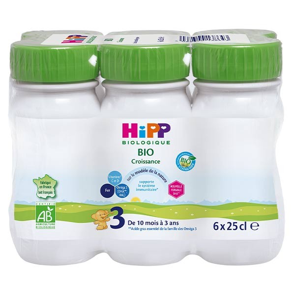Hipp Bio Lait De Croissance Liquide Combiotic 3eme Age 6 X 25cl Pas Cher